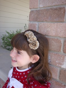 Book Flowers on a headband Closer up