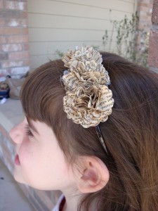 Book Flowers on a headband Closer still